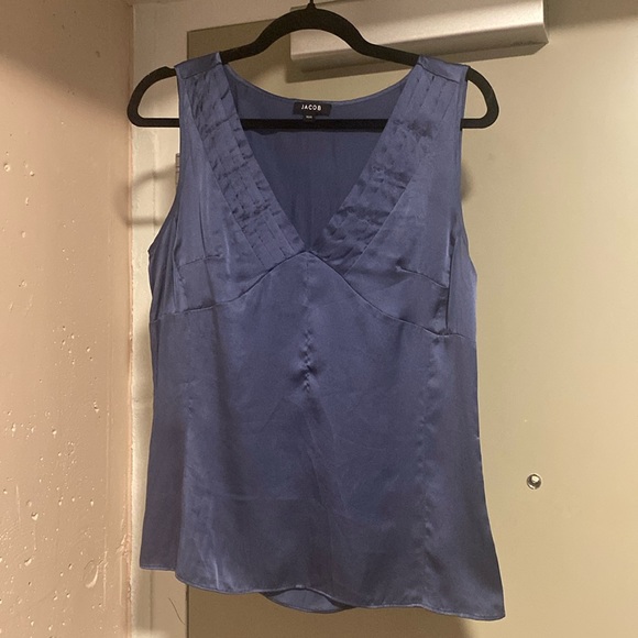 Blue silk tank top - Picture 1 of 2